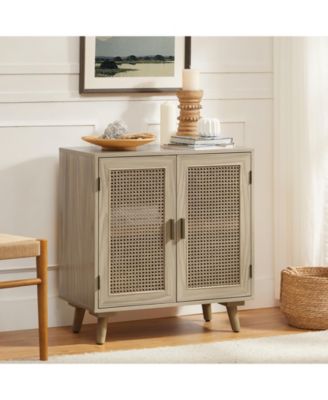 Accent Storage Rattan Cabinet  Cupboard Console Table for Dining Room