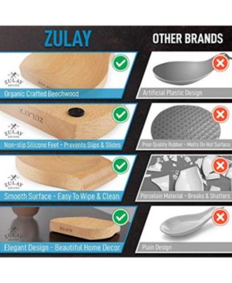 Wood Spoon Rest For Kitchen - Smooth Wooden Spoon Holder For Stovetop