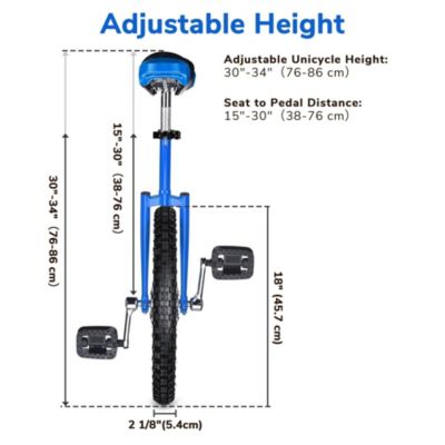 18 In Wheel Outdoor Unicycle Skid-proof Tire Fitness Bicycle Balance Training for Adults Teenagers Kids, Blue
