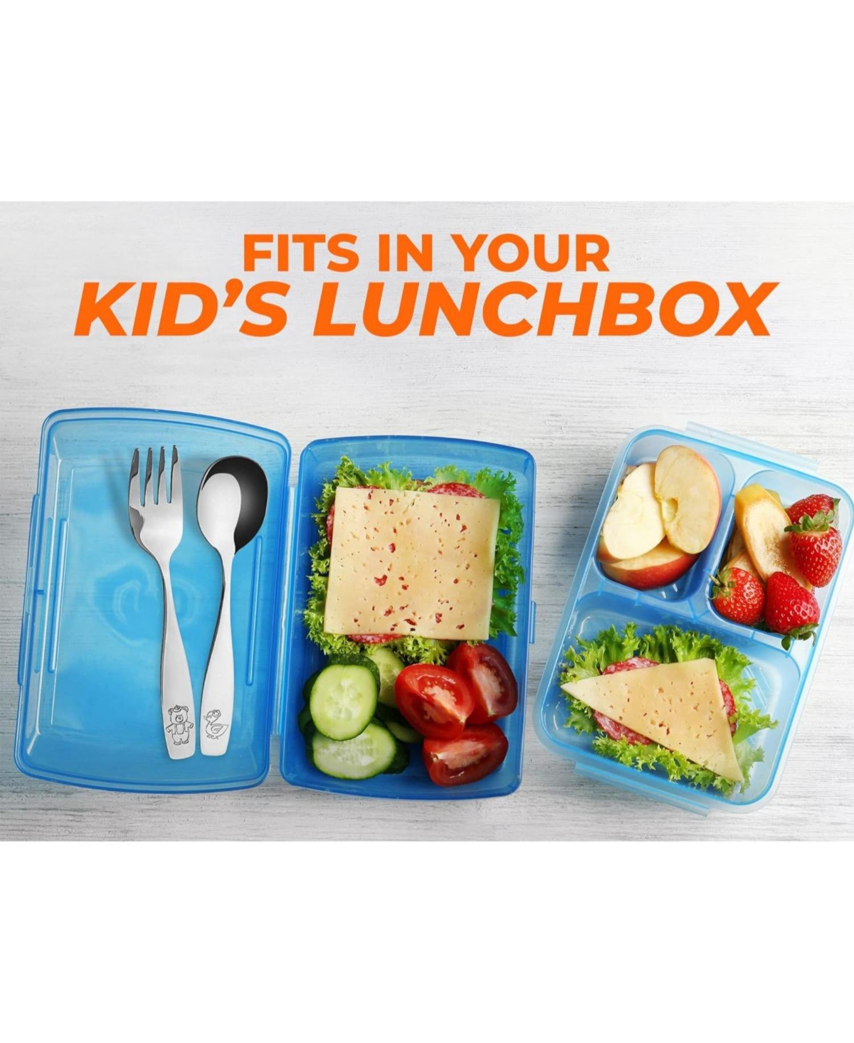 Zulay Kitchen Kids and Toddler Cutlery Set Designed For Self Feeding - Piece Spoon and Fork