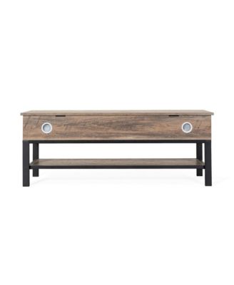 Green River Rustic Farmhouse Entryway Bench With Bottom Storage Shelf