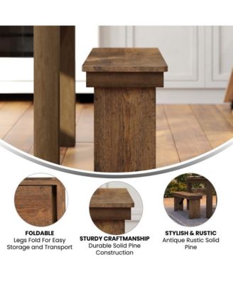 Antique Solid Pine Folding Farmhouse Style Bench