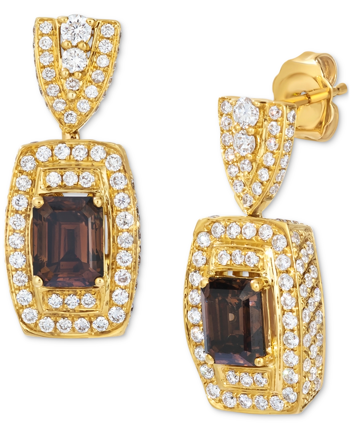 Chocolate Diamond & Vanilla Diamond Dimensionally Framed Drop Earrings (3-3/8 ct. t.w.) in 18k Gold