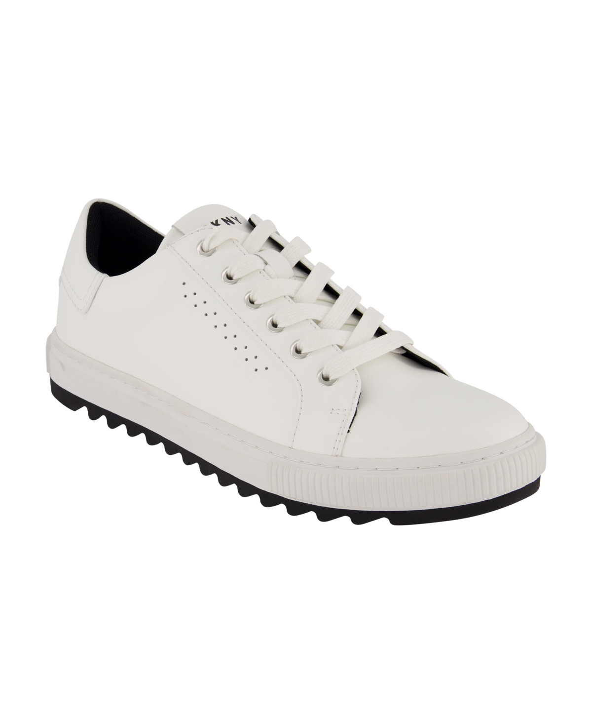 Dkny Men's Smooth Leather Sawtooth Sole Sneakers In Navy