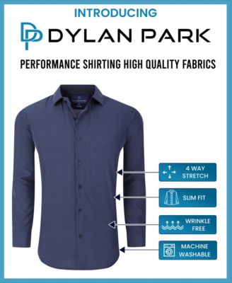 Men's Geometric Performance Stretch Button Down Dress Shirt
