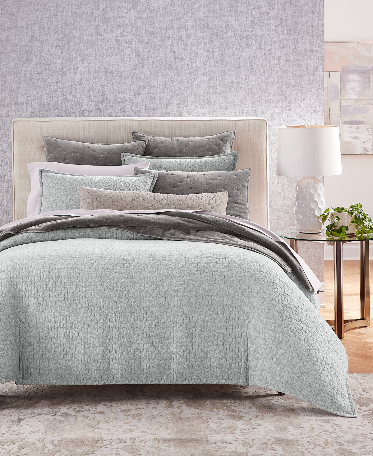 Shop Hotel Collection Prism Matelasse Duvet Cover Set, Full/queen, Created For Macy's In Charcoal