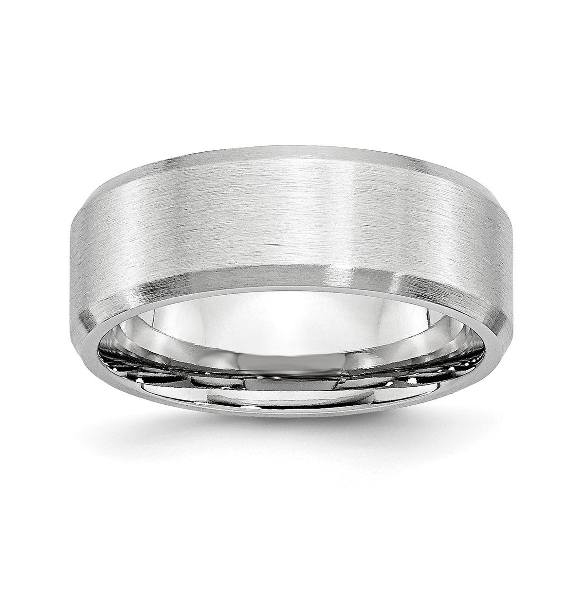 Cobalt Beveled Edge Satin Wedding Band Ring
