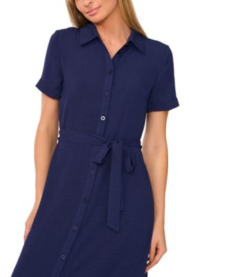 CeCe Women's Short-Sleeve Belted Midi Shirtdress - Macy's