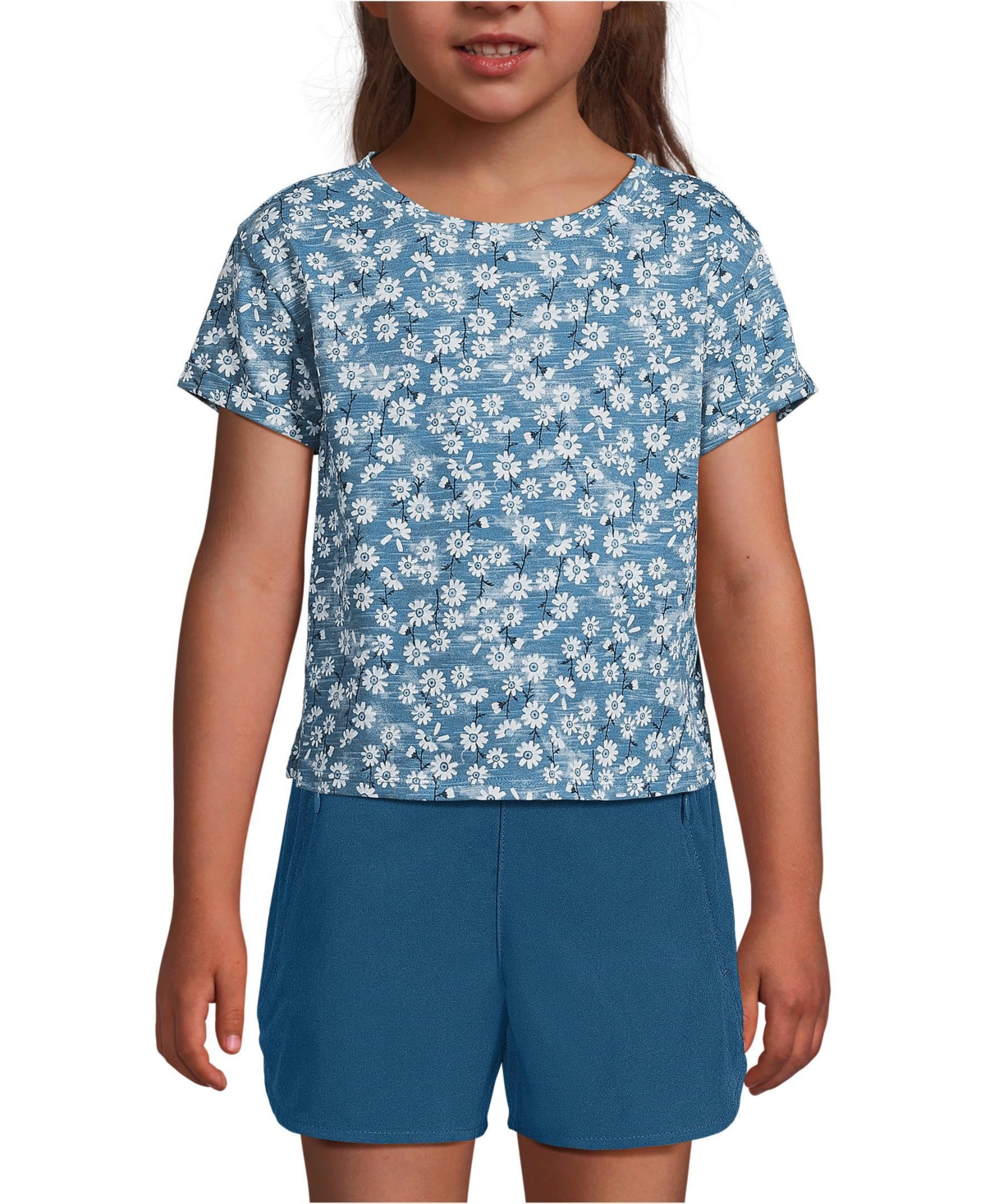Lands' End Girls Short Sleeve Slub Crewneck Top