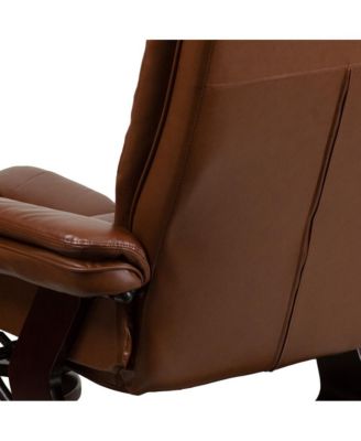 Multi-Position Recliner Ottoman Set Eucalyptus Wood Stitched Upholstery Swivel Base