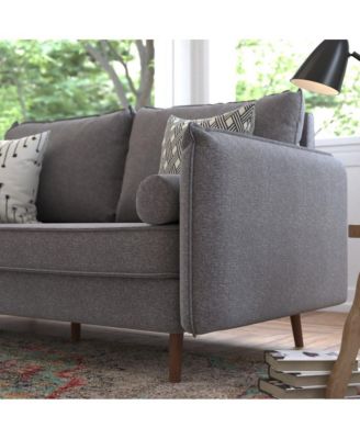 Carthage Upholstered Mid-Century Modern Pocket Spring Sofa With Wooden Legs And Removable Back Cushions