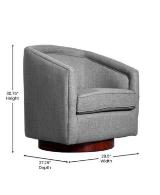 Wyn Upholstered Club Style Barrel Chair With Sloped Armrests And 360 Degree Swivel Base In A Vinyl Wrap