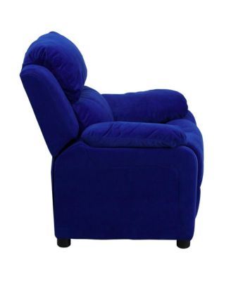Deluxe Vinyl Padded Contemporary Kids Recliner With Storage Arms
