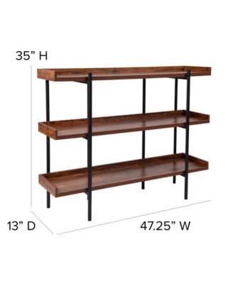 1 Pc, 35"H Metal Frame Raised Border 3-Tier Industrial Shelving Unit