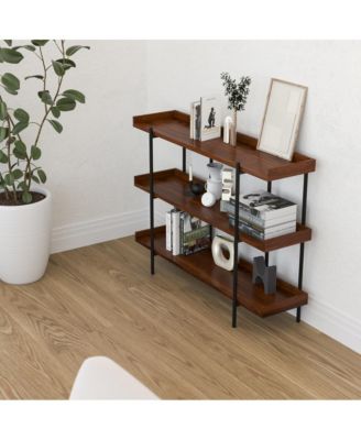 1 Pc, 35"H Metal Frame Raised Border 3-Tier Industrial Shelving Unit