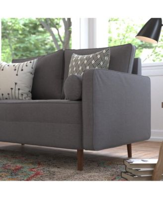 Holden Upholstered Mid-Century Modern Pocket Spring Loveseat With Wooden Legs And Removable Back Cushions