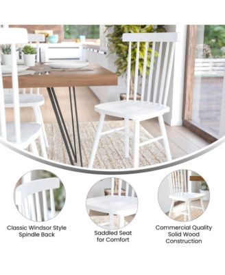 Torrin Set Of Two Premium Solid Wood Spindle Back Dining Chairs With Saddle Seats And Floor Protectant Felt Pads