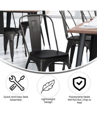 Perth Metal Stacking Dining Chairs With Poly Resin Seats For Indoor/Outdoor Use