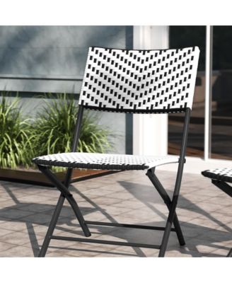 Ciel Set Of Two Folding Bistro Chairs In Pe Rattan With Metal Frames For Indoor And Outdoor Use