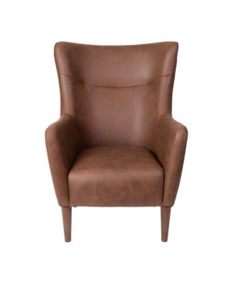 Regal Traditional Wingback Accent Chair, Upholstery And Wooden Frame And Legs