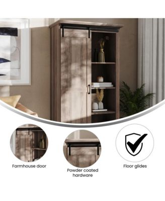 Finnoula Farmhouse Storage Cabinet, Semi-Open Storage With Sliding Barn Door