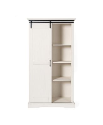 Finnoula Farmhouse Storage Cabinet, Semi-Open Storage With Sliding Barn Door