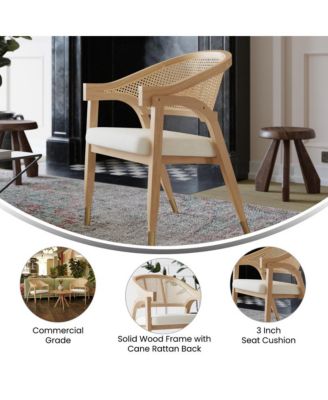 Bronson Cane Rattan Padded Accent Or Dining Chair With Metallic Accented Legs