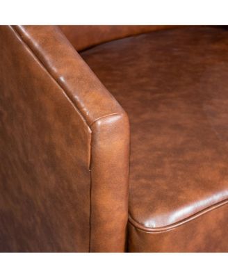 Wyn Upholstered Club Style Barrel Chair With Sloped Armrests And 360 Degree Swivel Base In A Vinyl Wrap