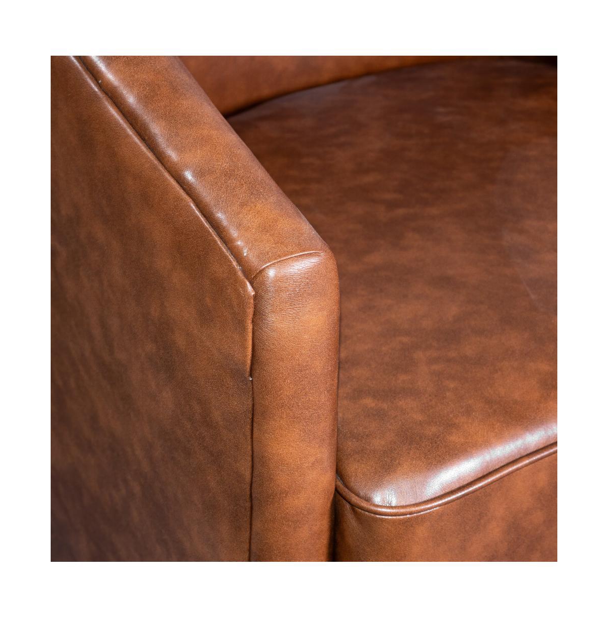 Wyn Upholstered Club Style Barrel Chair With Sloped Armrests And 360 Degree Swivel Base In A Vinyl Wrap