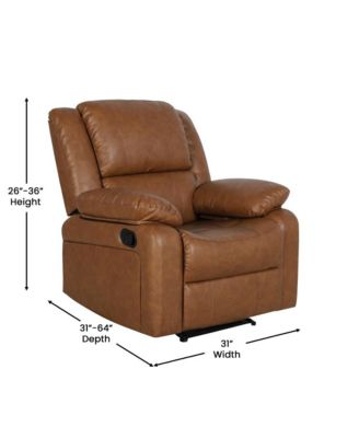 Single Piece  Upholstered Fabric or Faux Leather Bustle Back & Padded Arms Recliner Chair