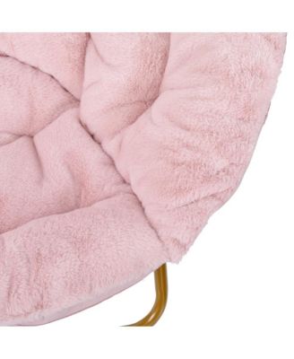 1 Count With Cozy Faux Fur Cushion And Metal Frame For Dorms, Bedrooms, Apartments And More - Ersa Oversize Folding Saucer Chair