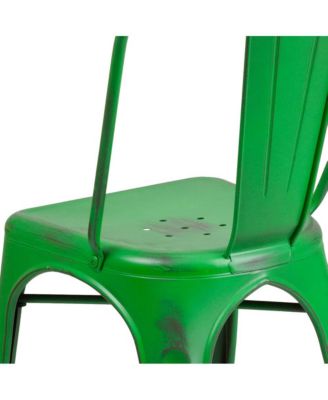 Banks Indoor/Outdoor Stacking Metal Dining Chair With Single Slat Back And Distressed Powder Coated Finish