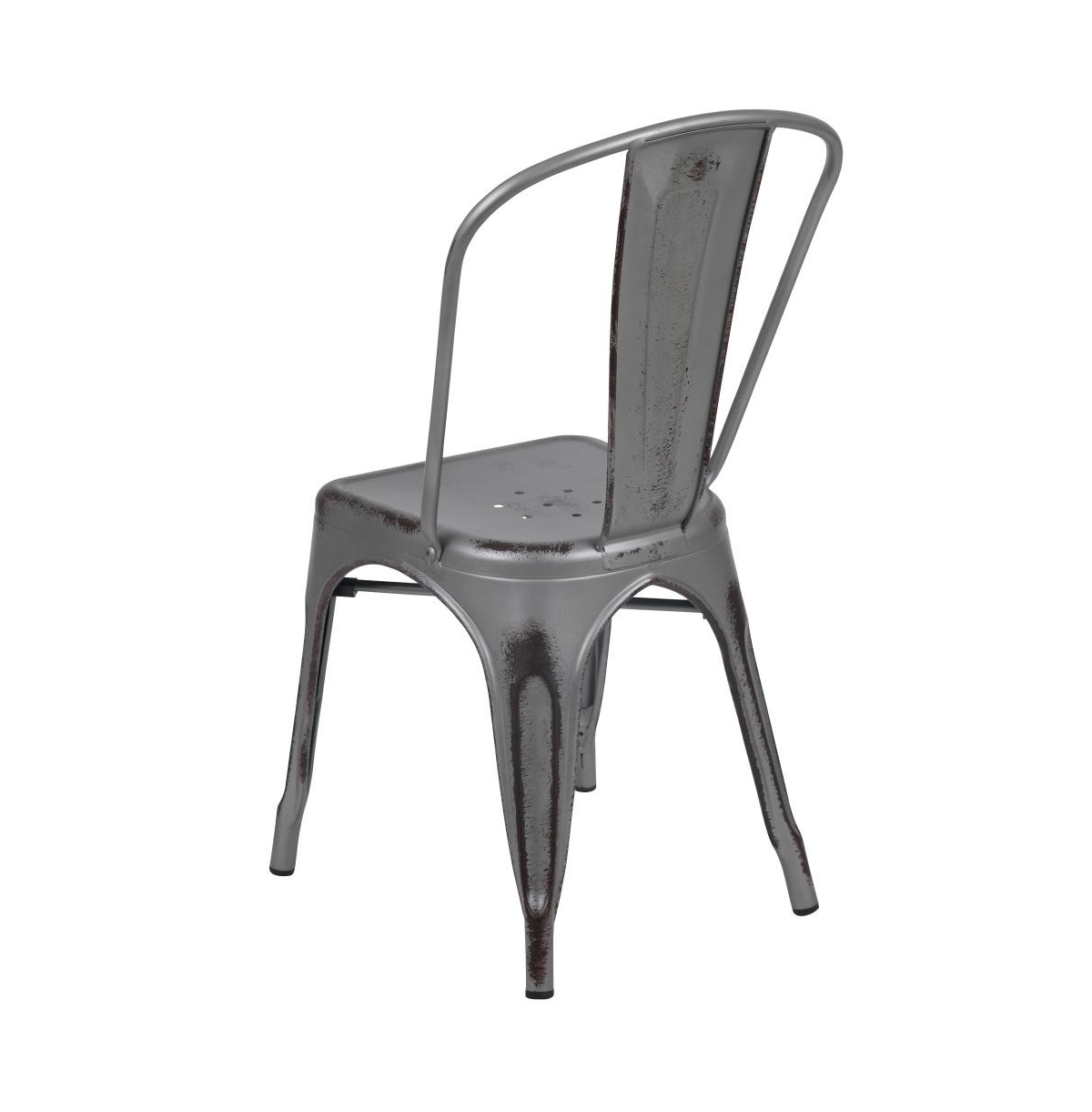 Merrick Lane Banks Indoor/Outdoor Stacking Metal Dining Chair With Single Slat Back And Distressed Powder Coated Finish