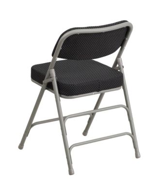 4 Pack Premium Curved Triple Braced & Hinged Fabric Upholstered Metal Folding Chair