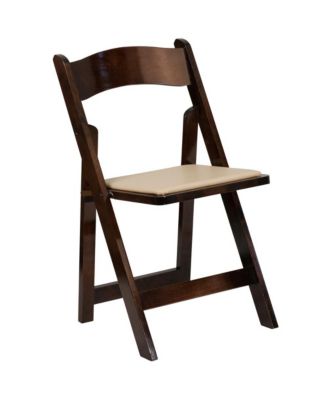 2 Pack Wedding Party Event Wood Folding Chair With Vinyl Padded Seat