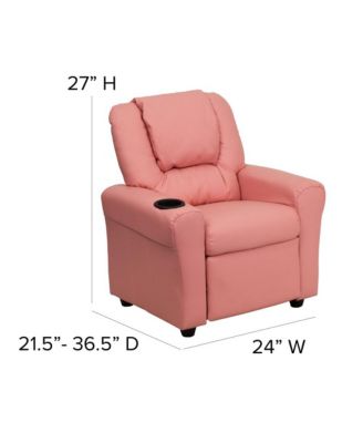 Contemporary Kids Single Wood Cup Holder, Headrest  Recliner Chair