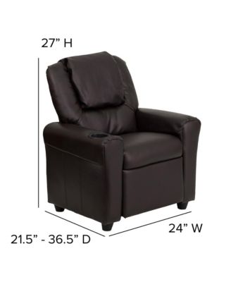 Contemporary Kids Single Wood Cup Holder, Headrest  Recliner Chair