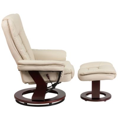 EMMA + OLIVER 2 Pc  LeatherSoft Multi-Position Recliner,   Mahogany Wood Frame  Recliner Set