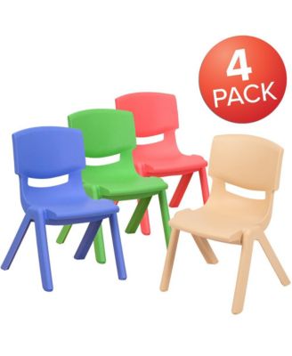 4 Pack Plastic Stackable Pre-K/School Chairs With 10.5"H Seat