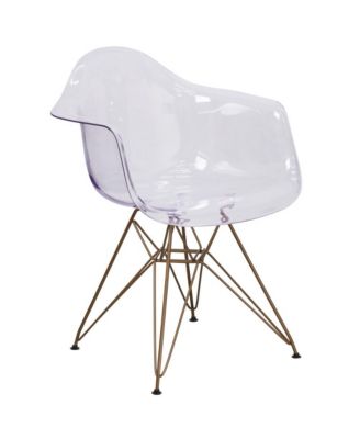2 Pack Transparent Side Chair With Solid Base