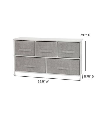 5 Drawer Storage Chest With Wood Top & Dark Fabric Pull Drawers