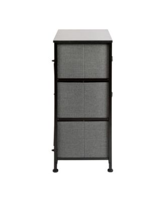 3 Drawer Vertical Storage Dresser With Wood Top & Fabric Pull Drawers