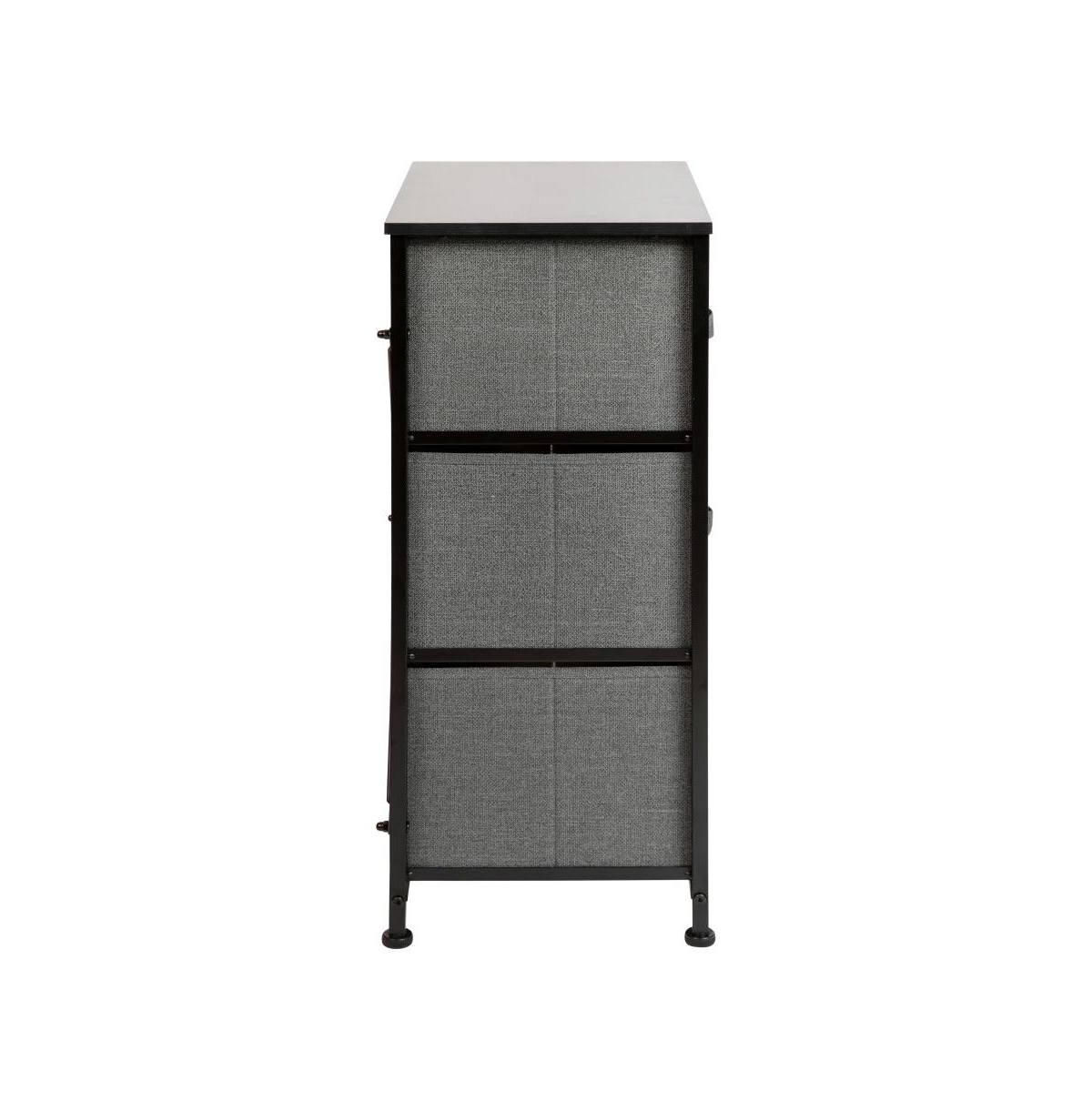 Emma+Oliver 3 Drawer Vertical Storage Dresser With Wood Top & Fabric Pull Drawers -gray