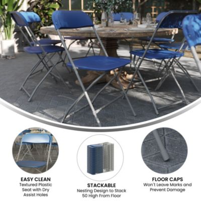 Set Of 6 Stackable Folding Plastic Chairs - 650 Lb Weight Capacity