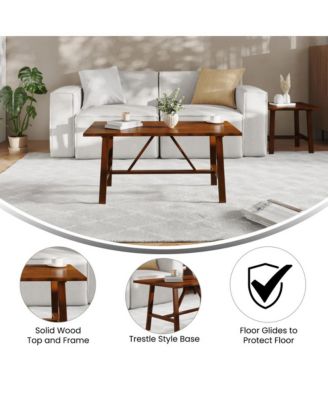 1 PC Solid Wood Rustic  Mabel Farmhouse Trestle Coffee Table, Accent Table