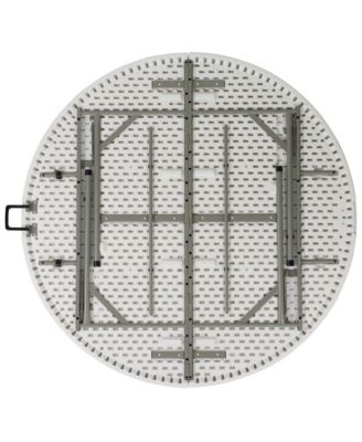 5-Foot Round Bi-Fold Plastic Folding Table With Carrying Handle