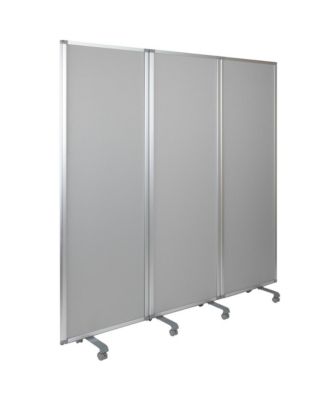 Mobile Whiteboard/Cloth 3 Section Partition With Locking Casters, 72"H X 24"W