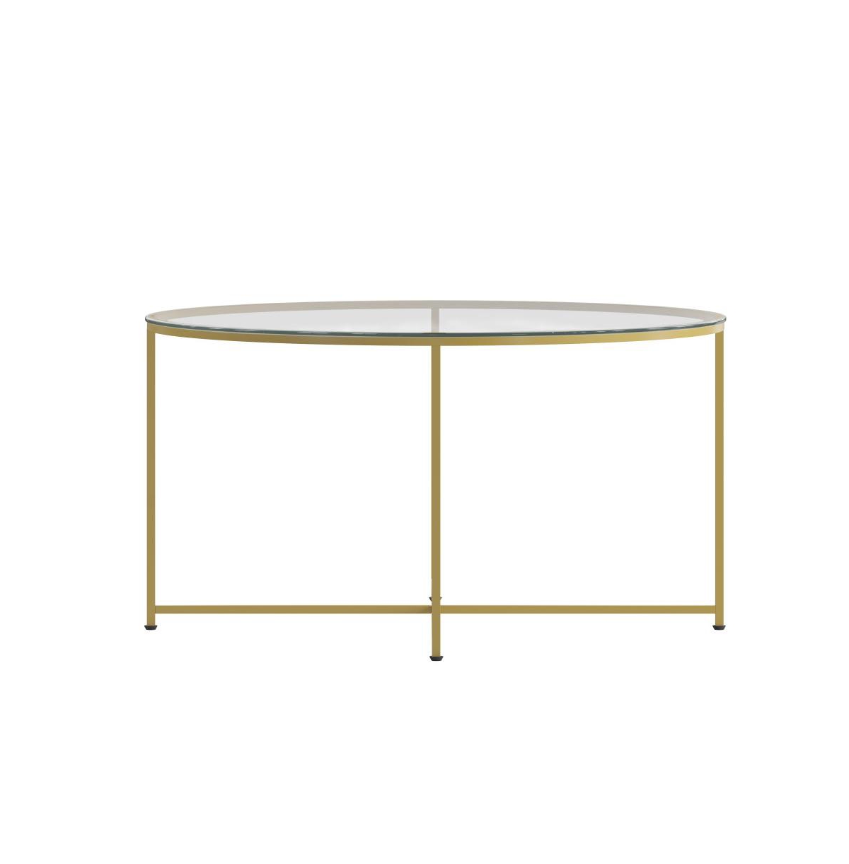 Fairdale Coffee Table With Round Cross Brace Frame -brushed gold
