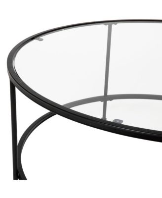 Newbury Glass Coffee Table With Round Matte Frame And Vertical Legs