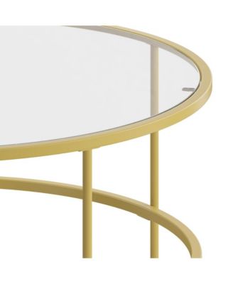 Newbury Glass Coffee Table With Round Matte Frame And Vertical Legs